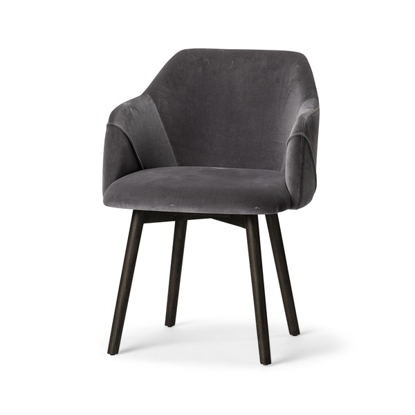 Homeroots Grey Velvet Wrap With Black Wooden Base Dining Chair 380434