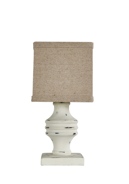 Homeroots White Accent Lamp With Neutral Shade 380515