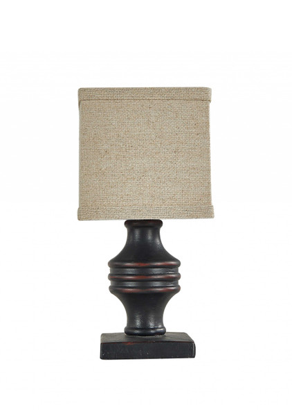 Homeroots Black Accent Lamp With Neutral Shade 380549