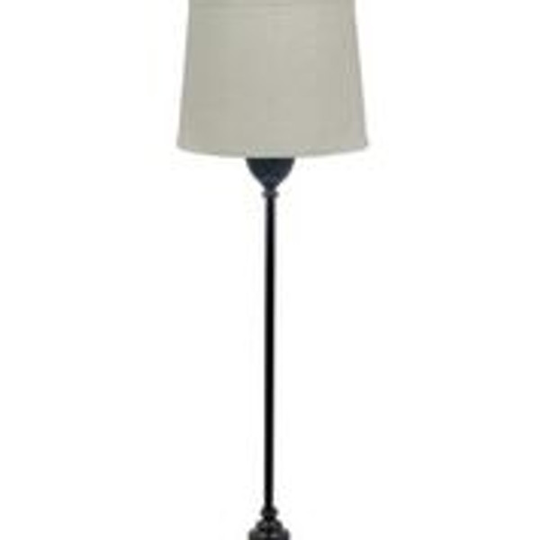 Homeroots Black Floor Lamp With Natural Shade 380559