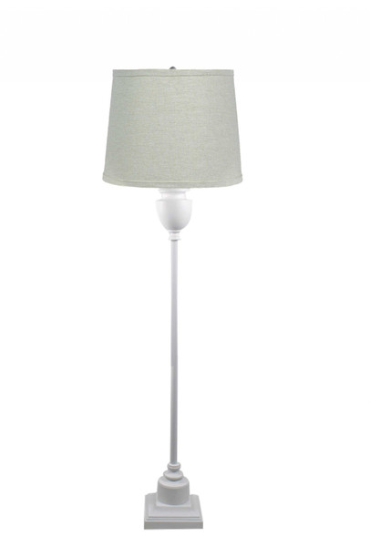 Homeroots White Floor Lamp With Natural Flax Shade 380560