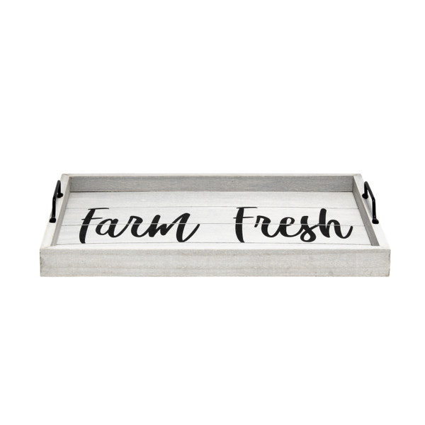 Elegant Designs Decorative Wood Serving Tray W/ Handles, 15.50" X 12", "Farm Fresh" HG2000-GFF