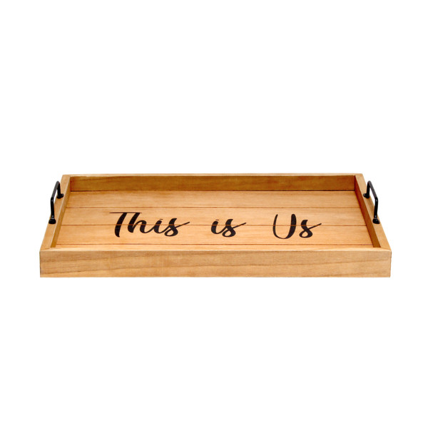 Elegant Designs Decorative Wood Serving Tray W/ Handles, 15.50" X 12", "This Is Us" HG2000-NTU