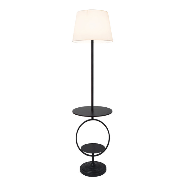 Elegant Designs Bedside Nightstand End Table Dual Shelf Decorative Floor Lamp, Black LF1023-BLK