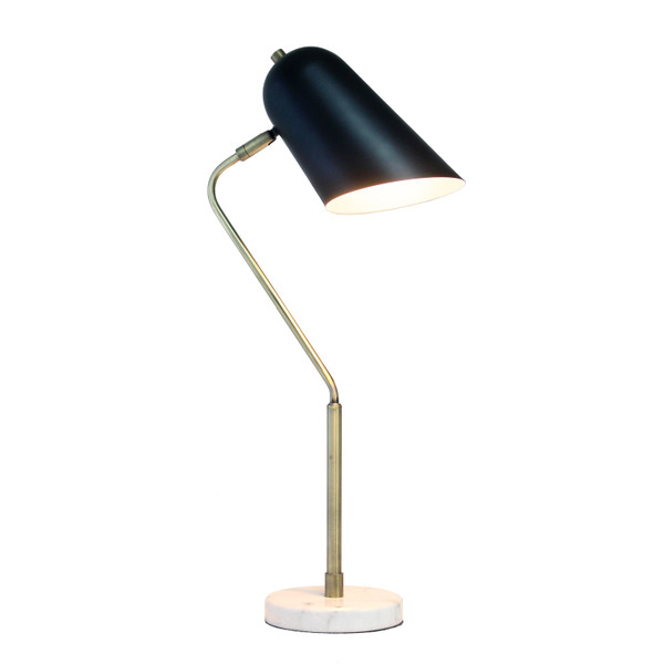 Lalia Home Asymmetrical Marble And Metal Desk Lamp With Black Sloped Shade LHD-5058-AB