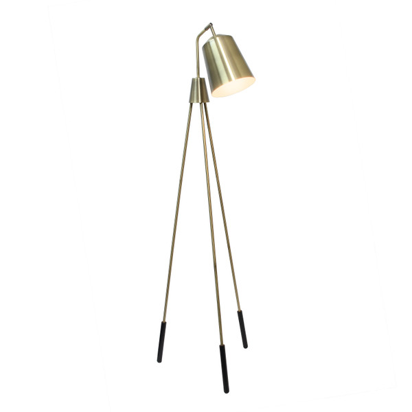 Lalia Home Industrial 1 Light Tripod Floor Lamp With Interior White Spotlight, Antique Brass LHF-5016-AB