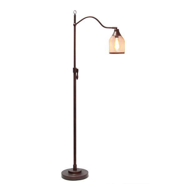 Lalia Home Vintage Arched 1 Light Floor Lamp With Iron Mesh Shade, Red Bronze LHF-5020-RB