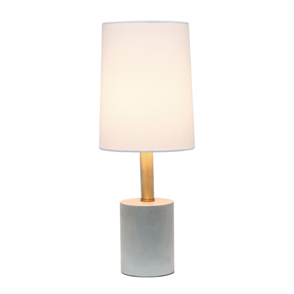 Lalia Home Antique Brass Concrete Table Lamp With Linen Shade, White LHT-5000-WH