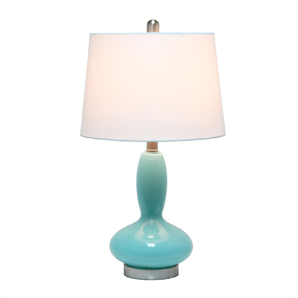 Lalia Home Glass Dollop Table Lamp With White Fabric Shade, Seafoam LHT-5001-SF