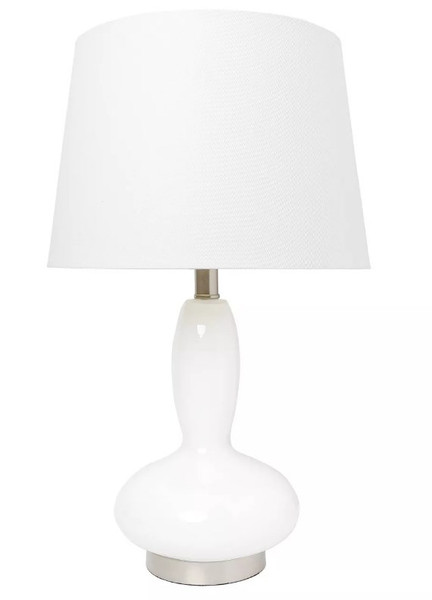 Lalia Home Glass Dollop Table Lamp With White Fabric Shade, White LHT-5001-WH