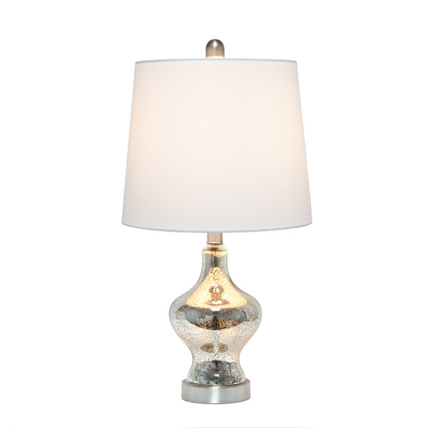 Lalia Home Paseo Table Lamp With White Fabric Shade, Mercury LHT-5003-MR