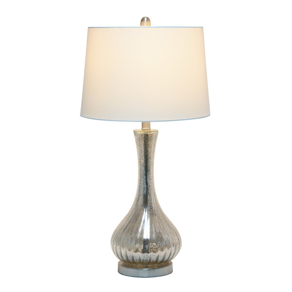 Lalia Home Speckled Mercury Tear Drop Table Lamp With White Fabric Shade LHT-5004-MR