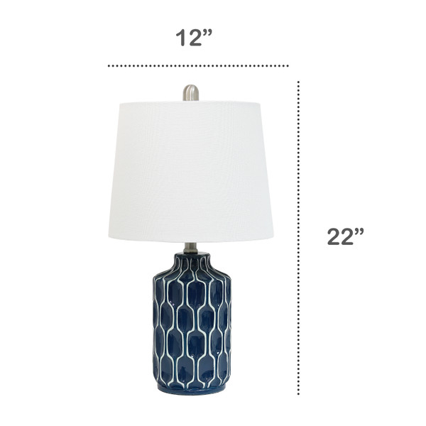 Lalia Home Moroccan Table Lamp With Fabric White Shade, Blue LHT-5034-BL