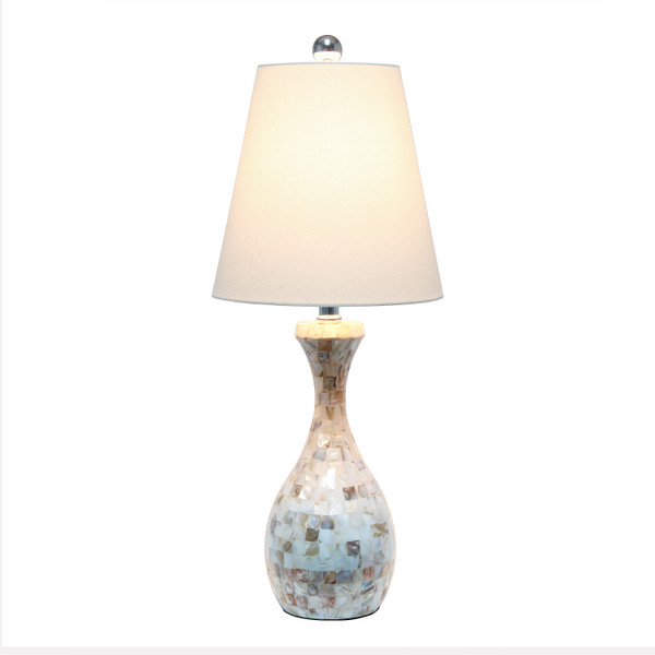 Lalia Home Malibu Curved Mosaic Seashell Table Lamp With Chrome Accents LHT-5062-MO