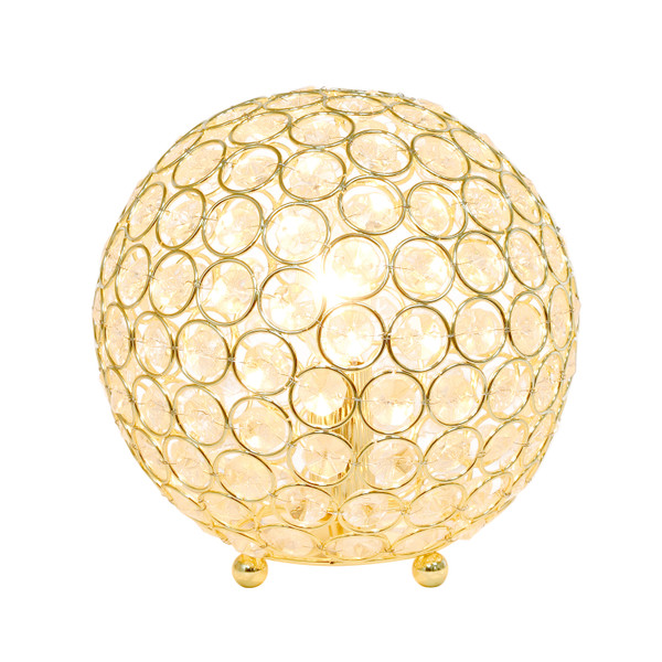 Elegant Designs Elipse 8 Inch Crystal Ball Sequin Table Lamp, Gold LT1026-GLD