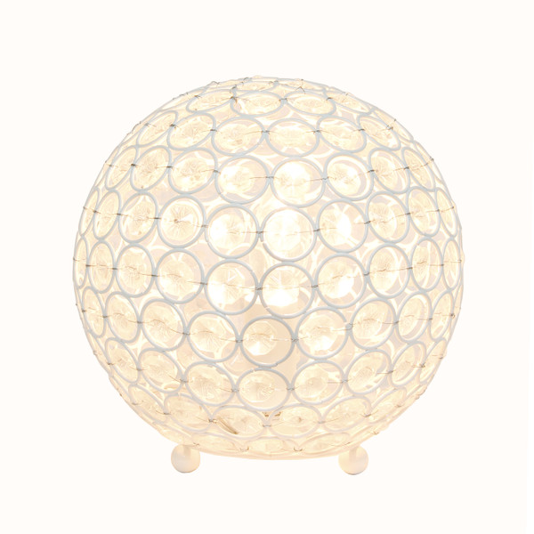 Elegant Designs Elipse 8 Inch Crystal Ball Sequin Table Lamp, White LT1026-WHT
