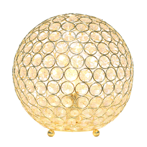 Elegant Designs Elipse 10 Inch Crystal Ball Sequin Table Lamp, Gold LT1067-GLD