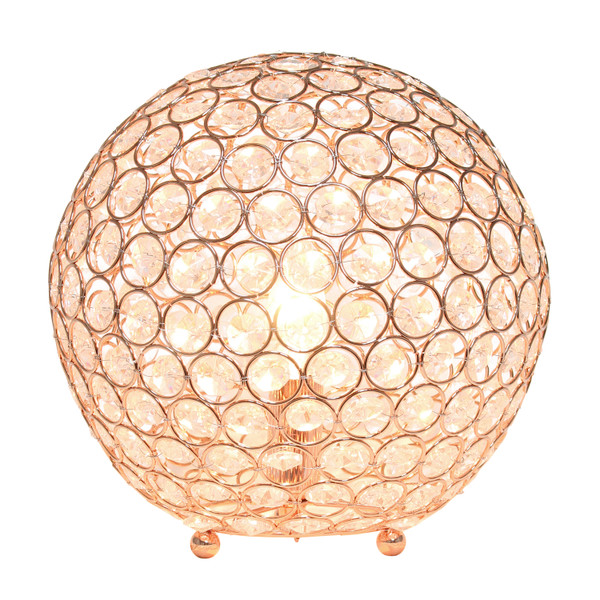 Elegant Designs Elipse 10 Inch Crystal Ball Sequin Table Lamp, Rose Gold LT1067-RGD