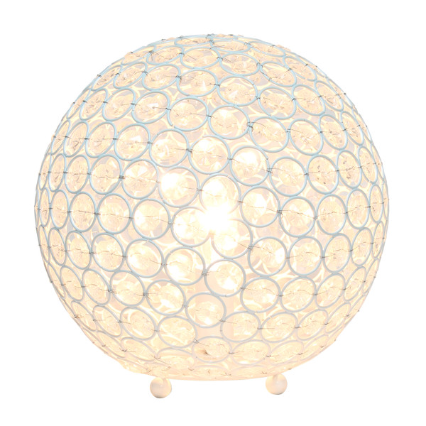 Elegant Designs Elipse 10 Inch Crystal Ball Sequin Table Lamp, White LT1067-WHT
