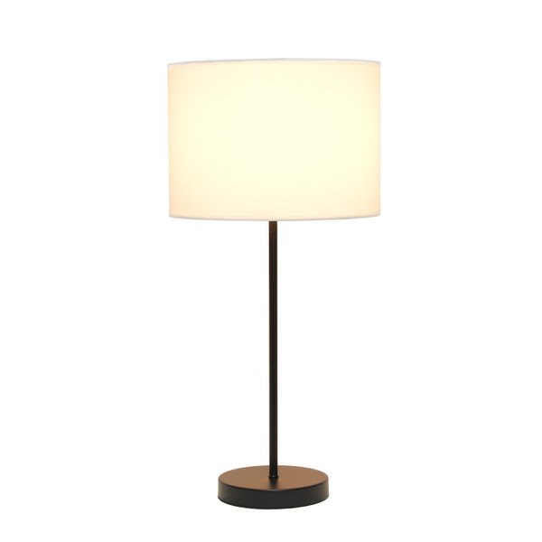 Simple Designs Black Stick Lamp With Fabric Shade, White LT2040-BAW