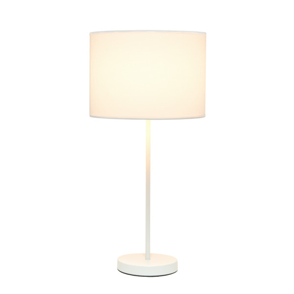 Simple Designs White Stick Lamp With Fabric Shade, White LT2040-WOW