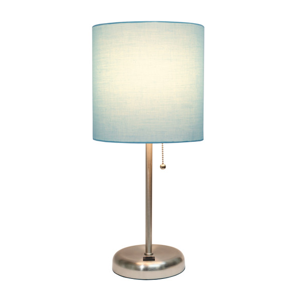 Limelights Stick Lamp With Usb Charging Port And Fabric Shade, Aqua LT2044-AQU