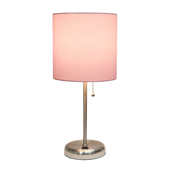 Limelights Stick Lamp With Usb Charging Port And Fabric Shade, Light Pink LT2044-LPK
