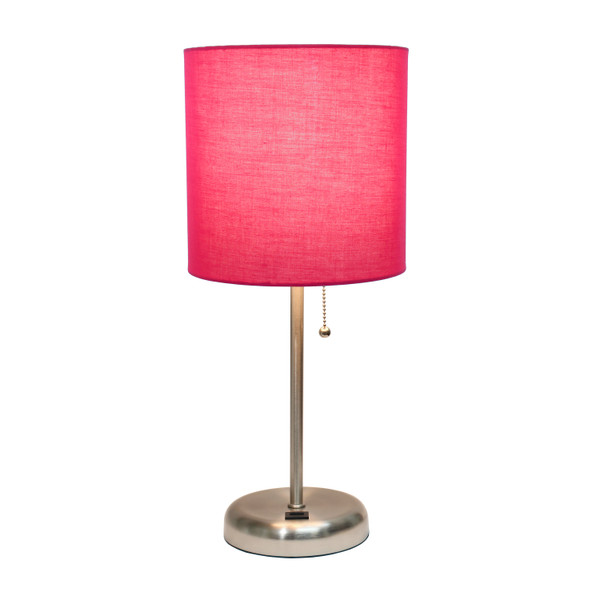 Limelights Stick Lamp With Usb Charging Port And Fabric Shade, Pink LT2044-PNK