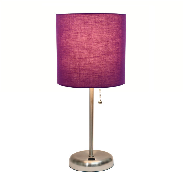 Limelights Stick Lamp With Usb Charging Port And Fabric Shade, Purple LT2044-PRP
