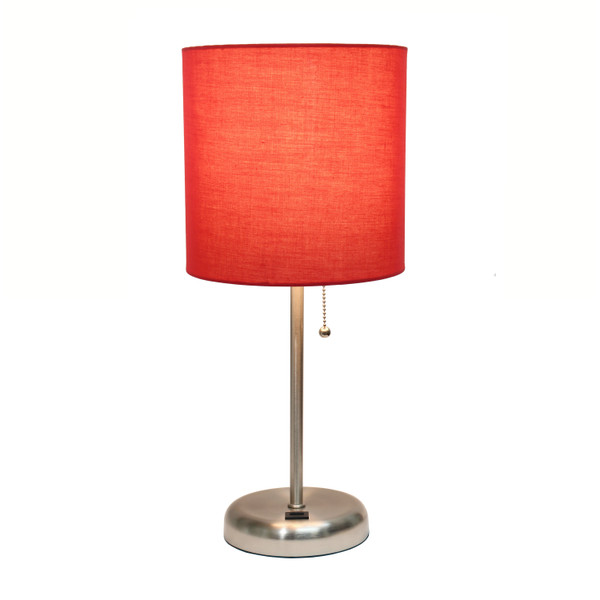 Limelights Stick Lamp With Usb Charging Port And Fabric Shade, Red LT2044-RED