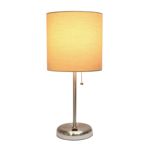 Limelights Stick Lamp With Usb Charging Port And Fabric Shade, Tan LT2044-TAN