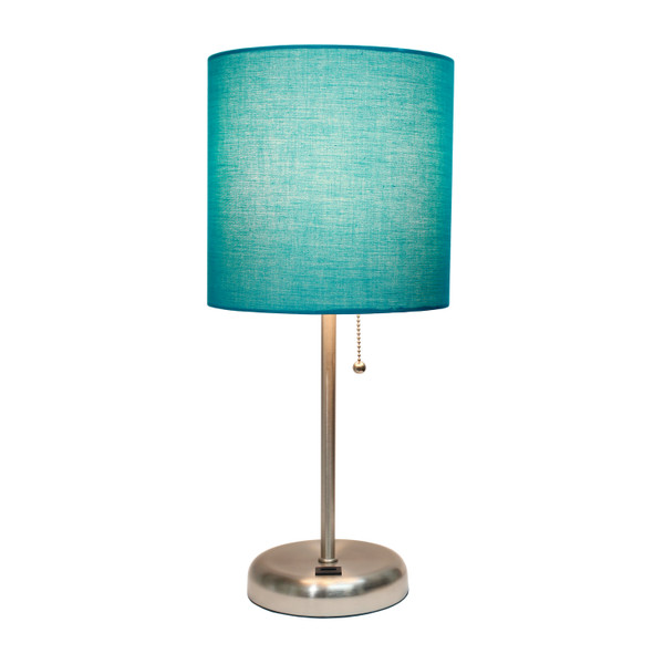 Limelights Stick Lamp With Usb Charging Port And Fabric Shade, Teal LT2044-TEL