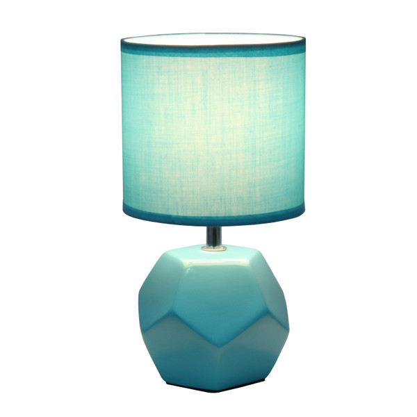Simple Designs Round Prism Mini Table Lamp With Matching Fabric Shade LT2065-BLU