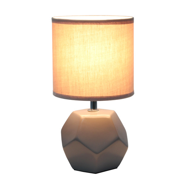 Simple Designs Round Prism Mini Table Lamp With Matching Fabric Shade LT2065-GRY