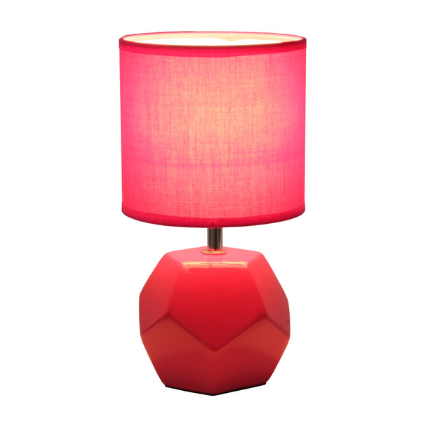 Simple Designs Round Prism Mini Table Lamp With Matching Fabric Shade LT2065-PNK