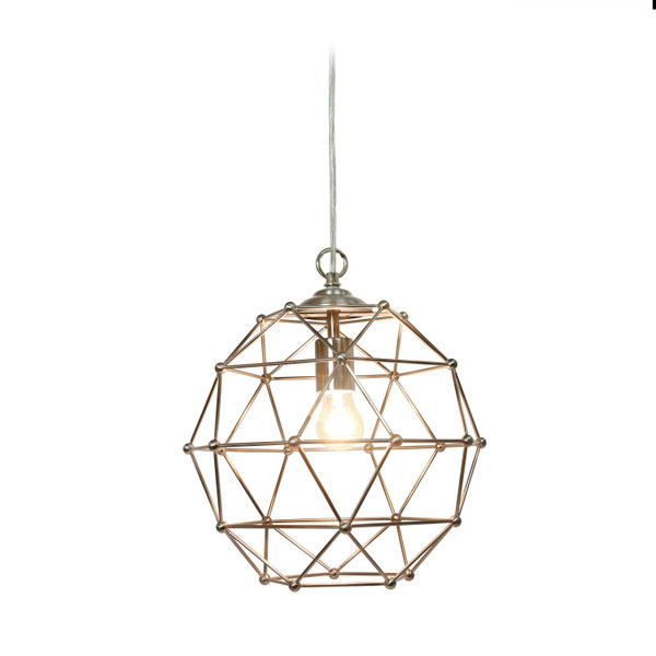 Elegant Designs 1 Light Hexagon Industrial Rustic Pendant Light, Brushed Nickel PT1006-BSN