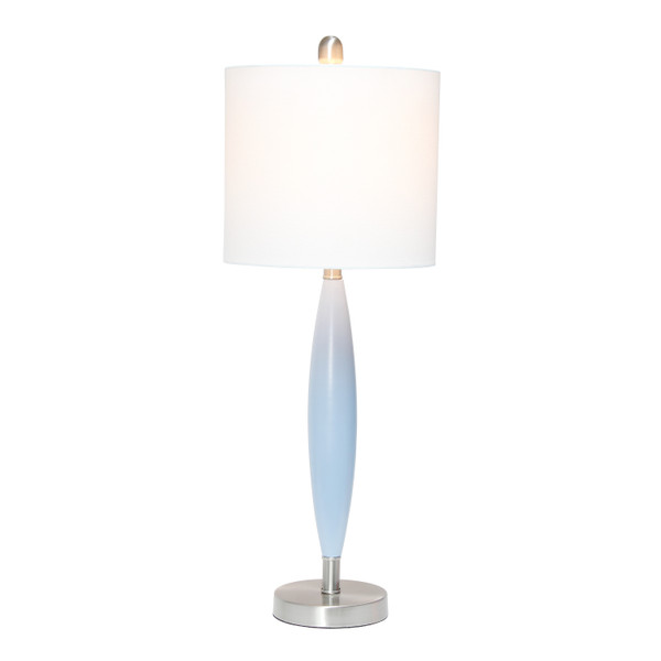 Lalia Home Stylus Table Lamp With White Fabric Shade, Blue LHT-5036-BL