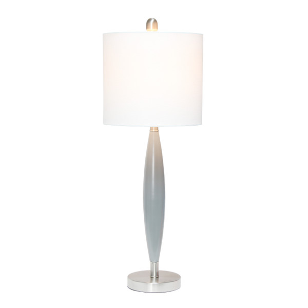 Lalia Home Stylus Table Lamp With White Fabric Shade, Gray LHT-5036-GY