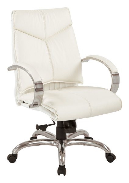 Office Star Deluxe Mid Back Chair - White 7271
