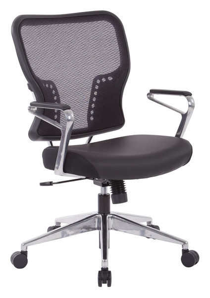 Office Star Air Grid Back And Padded Bonded Leather Seat Chair - Black 213-E37P91A7