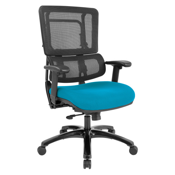 Office Star Vertical Black Mesh Back Chair With Shiny Black Base - Blue 99663B-7