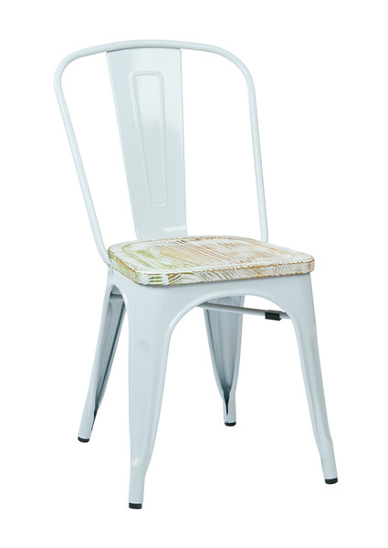Office Star Bristow Metal Chair With Wood Seat - White/Pine Irish (Set Of 2) BRW2911A2-C305