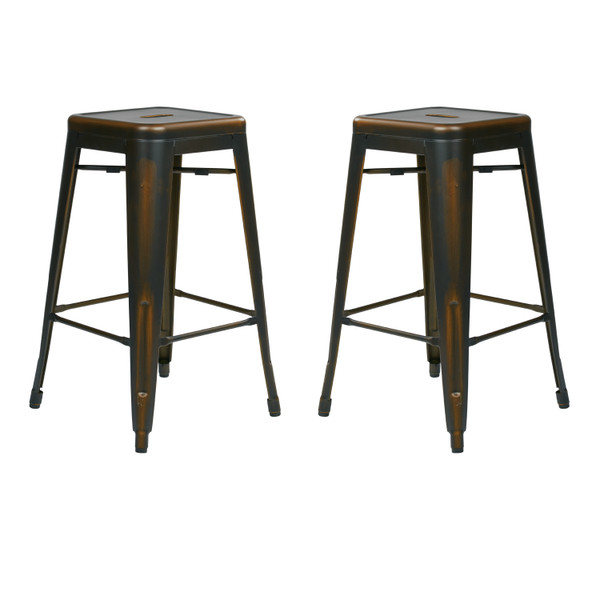 Office Star Bristow 26" Antique Metal Barstools - Antique Copper (Set Of 4) BRW3026A4-AC