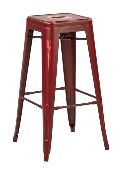 Office Star Bristow 30" Antique Metal Barstool - Antique Red (Set Of 4) BRW3030A4-ARD