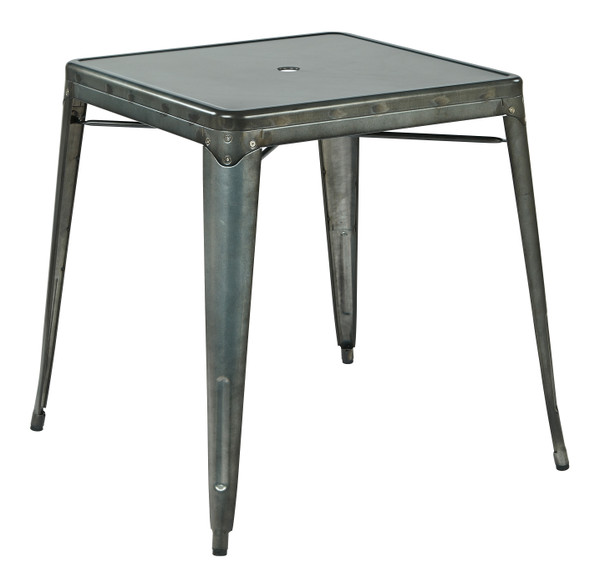 Office Star Bristow Metal Table With Umbrella Hole Center Placement - Matte Galvanized BRW432U-C210-1