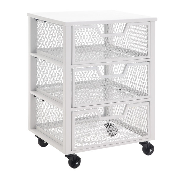Office Star Clinton 3 Drawer Rolling Cart - White CLT03AS-11
