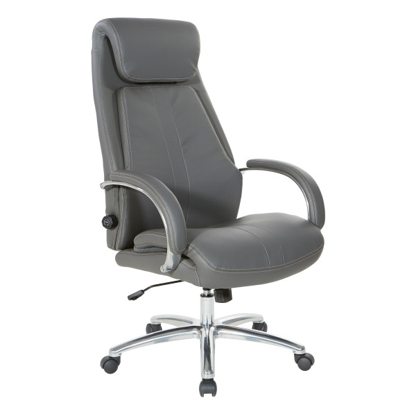 Office Star Bonded Leather Executive Chair - Grey EC62119AL-EC2