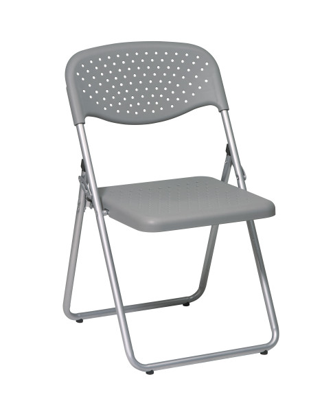 Office Star Folding Chair With Plastic Seat And Back - Silver / Grey (Set Of 4) FC8000NS-2