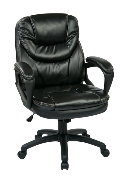 Office Star Faux Leather Managers Chair - Black FL660-U6
