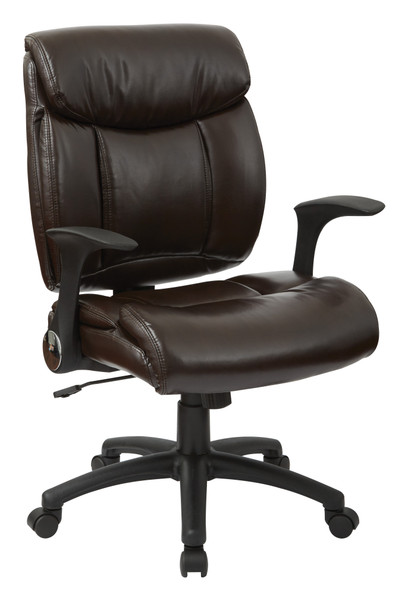 Office Star Faux Leather Managers Chair With Flip Arms - Chocolate FL89675-U2